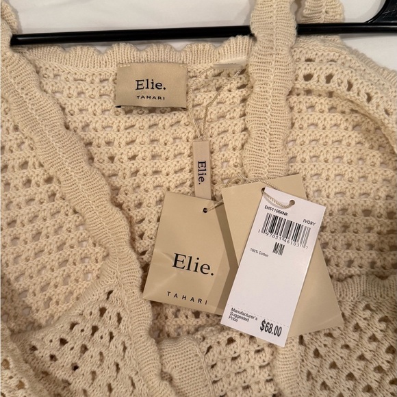 Elie Tahari Cream Crochet Button Tank Top - Picture 3 of 3